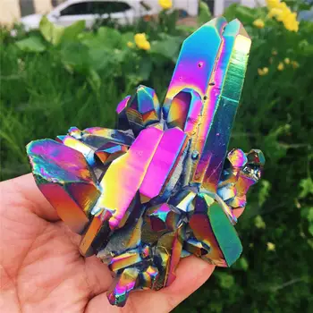 

Rare and beautiful seven-color flame halo quartz crystal cluster specimen pineapple cluster crystal color super beautiful
