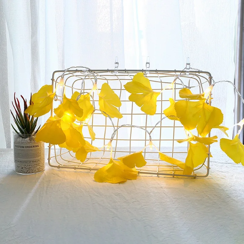 10 LED Ginkgo Maple Leaf Light String Portable Household Ginkgo Maple Leaf Light String Festive Party Supplies