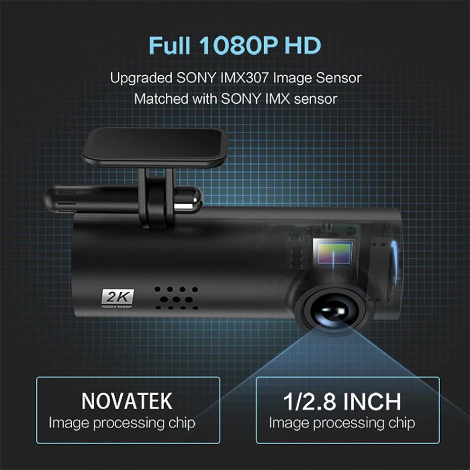 WHEXUNE Novatek 96658 Dash Cam Видеорегистраторы для автомобилей Камера приложение Wi Fi &