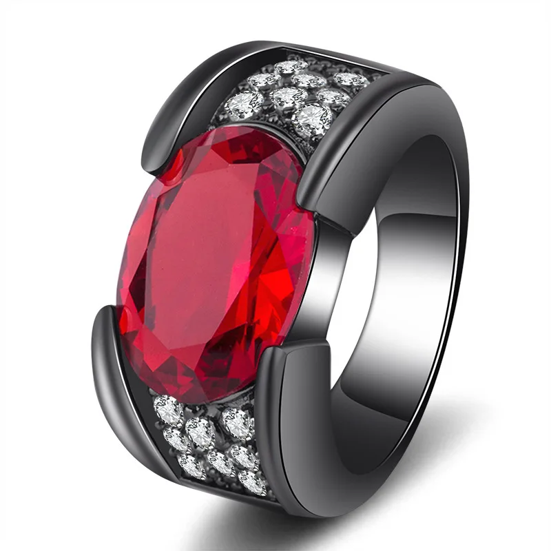 

Hip-hop 14K Black Gold Ruby Obsidian Rings Party Wedding Sapphire pure Bizuteria for Women Men Unisex Rock Obsidian Jewelry Ring