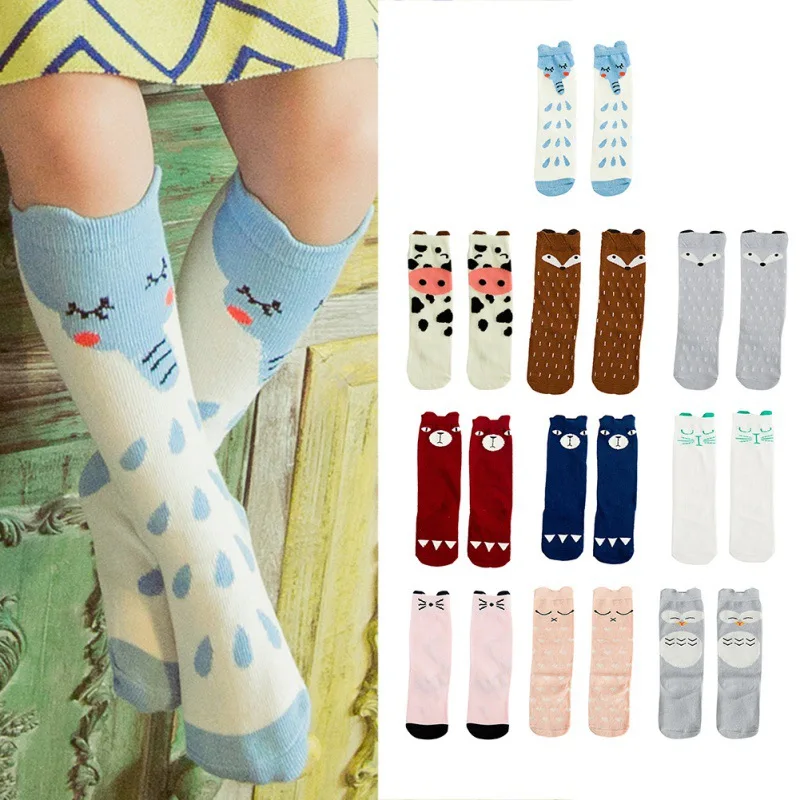 Kids Autumn Winter Hot Cute Kids Fox Socks Totoro Socks Bear Pancake Cartoon Girls Knee High Socks Baby Long Socks