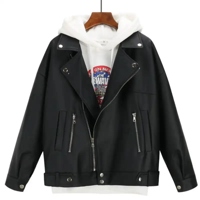 jaqueta de couro oversized