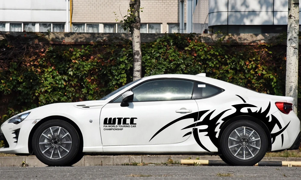 Universal 4Pcs Auto Hinten Reifen Seite PVC Trim Aufkleber Coole Styling WTCC Vinyl Film Aufkleber Dekoration Auto Körper Tuning zubehör – Detail 6