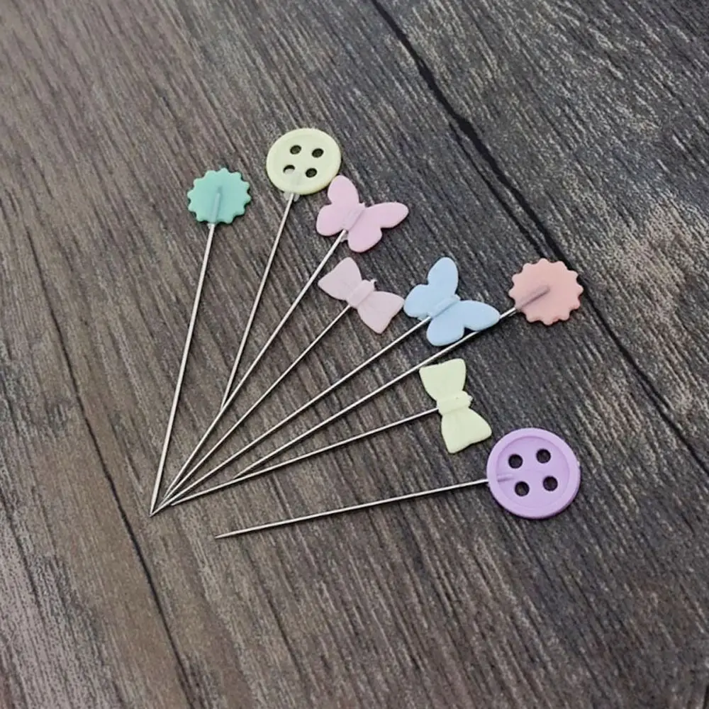 

50Pcs Garment Pins Butterflies Bow Tie Flower Apparel Craft Button Head Needles Embroidery Dressmaker Pins Sewing Accessories