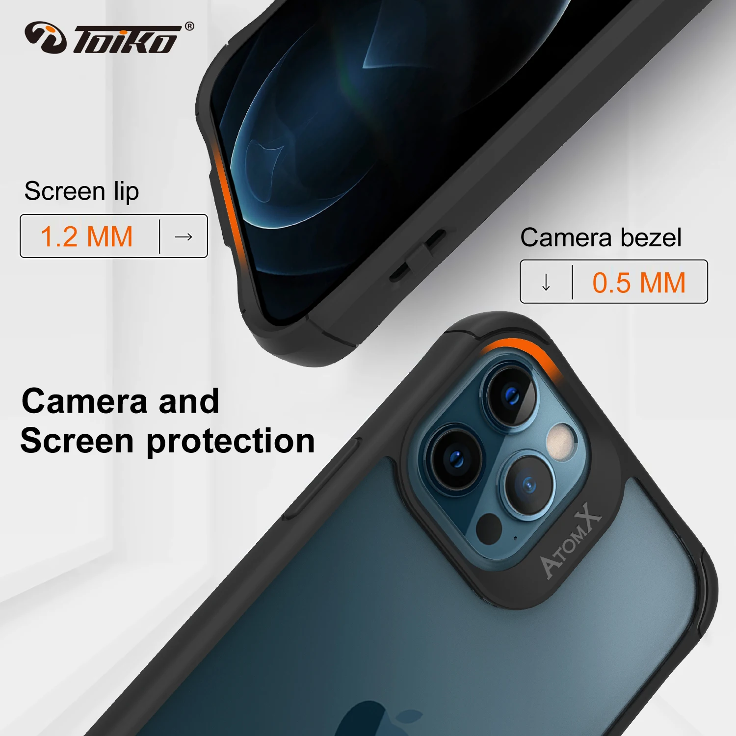 TOIKO Atom X Airbag Protective Case for iPhone 12 Pro Max Shockproof Back Cover for 12 Mini Hard PC Soft TPU Bumper Hybrid Shell