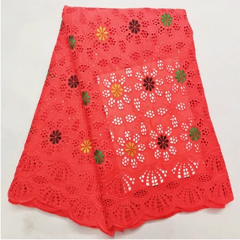 

2019 Nigerian lace with stones Hot-selling new high-quality perforated Swiss yarn lace Swiss African dry cotton lace fabric