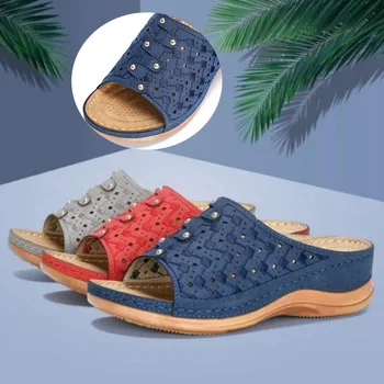 

Adisputent Summer Women Sandals Thick Bottom Wedges Roman Retro Shoes Open Toe Beach Nonslip Shoes Low Heel Walking Sandal Shoes