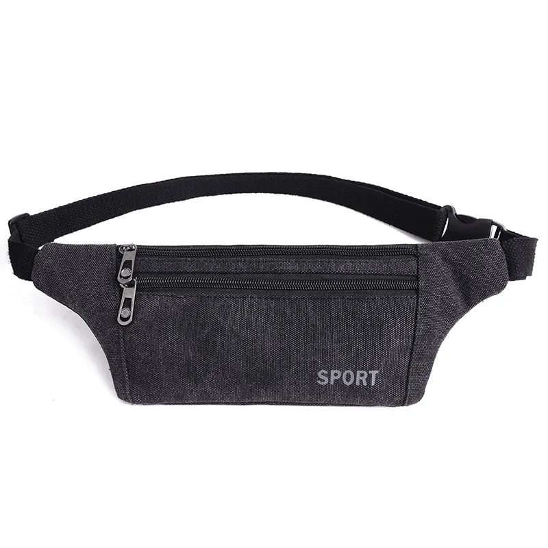 Men Canvas Chest Waist Pack Belly Purse Waist Bag for men Zipper Pocket Fashion Travel Sling Bags