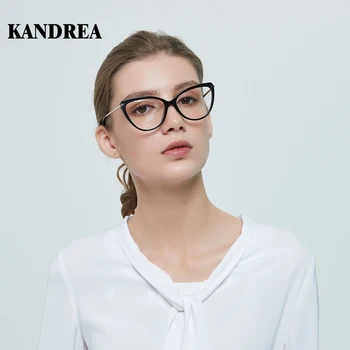 

Kandrea Cat eye glasses frame personality fashion clear lens eyeglasses women black gold frame glasses