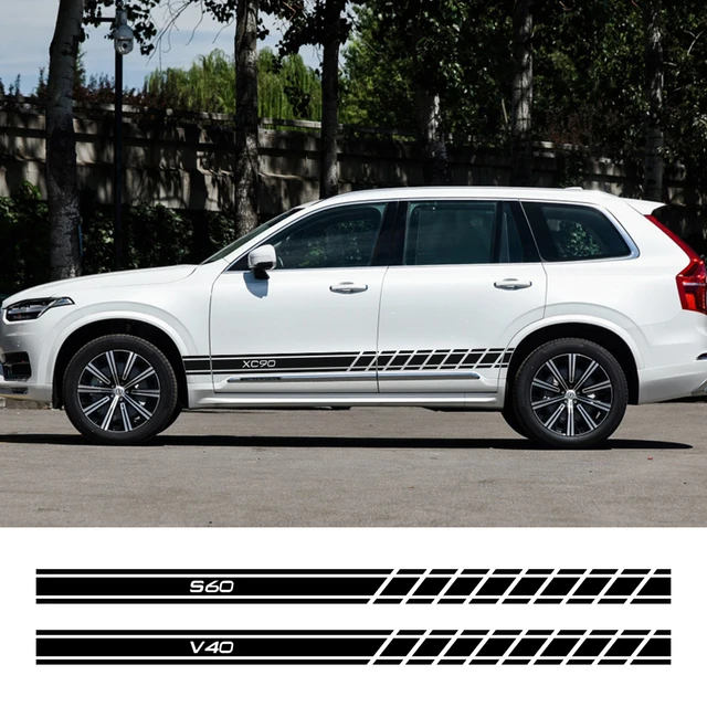 2PCS Auto Vinyl Tür Seite Rock Streifen Dekor Aufkleber Für Volvo XC90 XC60  T6 S60 XC40 V40 V60 V50 s40 AWD V90 S90 Auto Zubehör - AliExpress