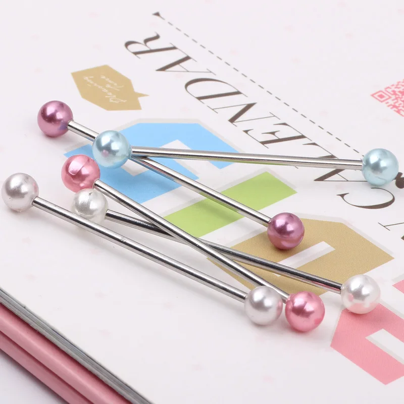 100 Pcs Pearl Acrylic UV Ball Industrial Barbell Earring Stainless Steel Ear bar Piercing Body Jewelry 14G For Sexy Women Men