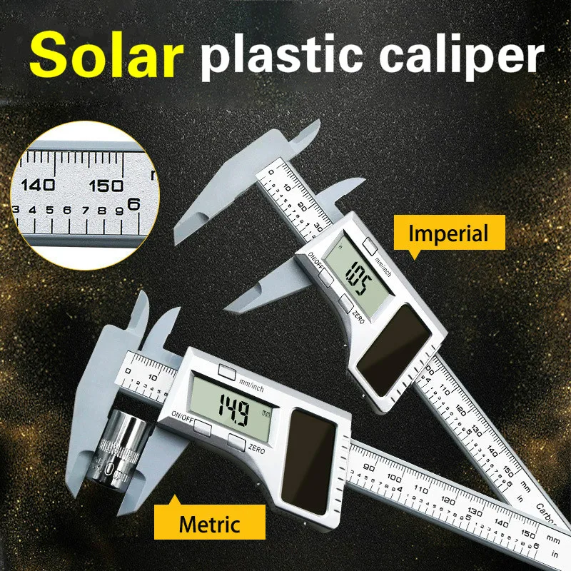 0150mm Plastic 6 Inch Pachymeter Solar Power Digital Vernier Calipers Energy Electronics