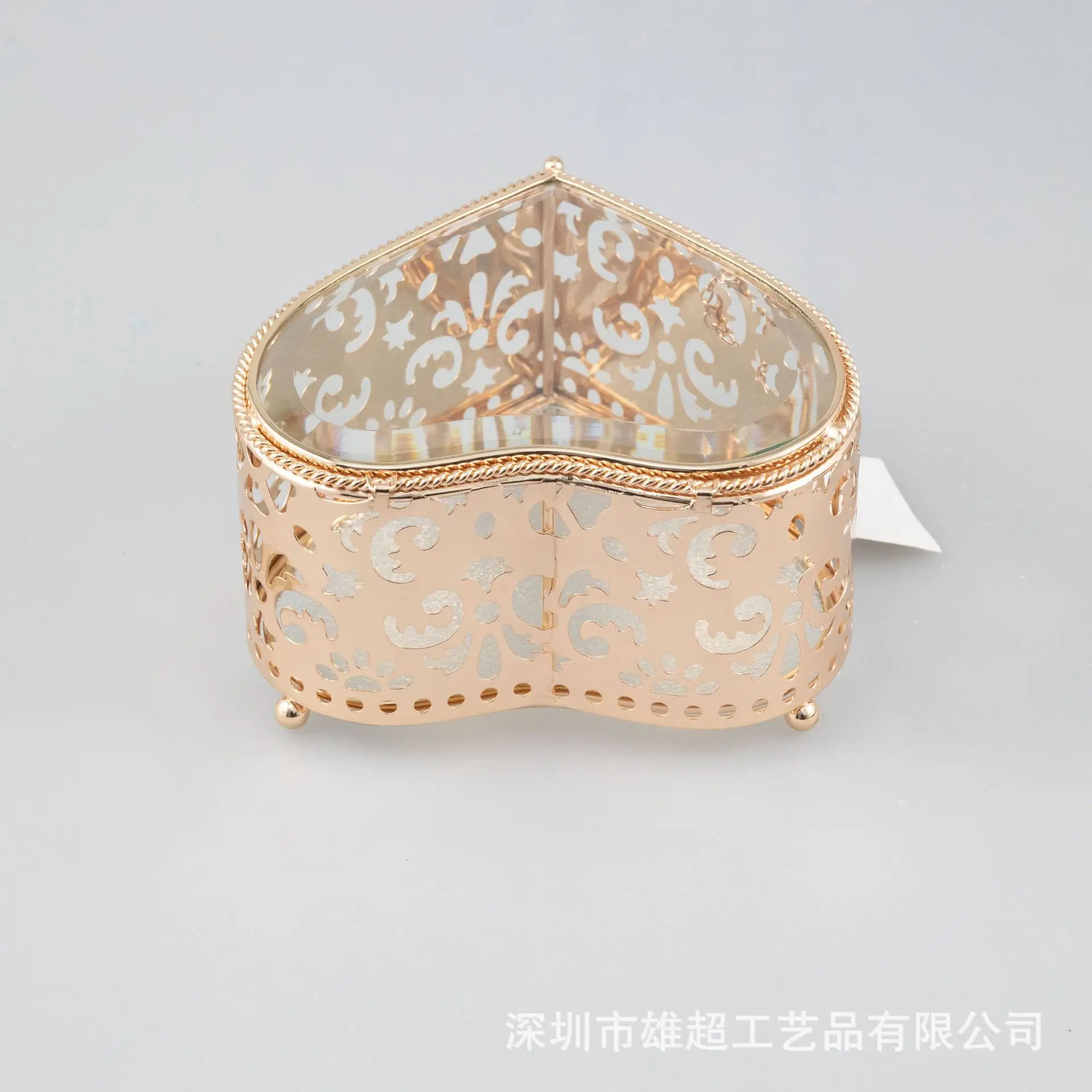The New Diamond Heart Shape Glass Jewelry Storage Box Ring Necklace Dressing Table Makeup Organizer Storage Container