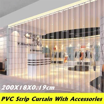 

1pcs Freezer Room PVC Strip Curtain Kit Windproof Hanging Rail Refrigeratory Warehouse Door Freezer Strip Curtain 200*18*0.19cm