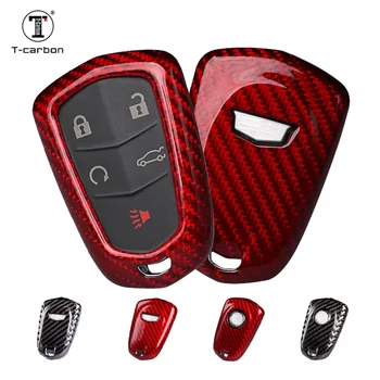 

T-carbon Carbon Fiber Car Key Smart Remote Key Case Cover For Cadillac ATS CT6 XT4 XT5 XTS CTS EXT SRX XLR SLS ESCALADE