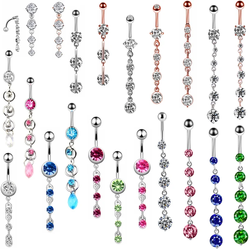 1/2 PCS Surgical Steel Crystal Belly Button Piercing Jewelry For Women