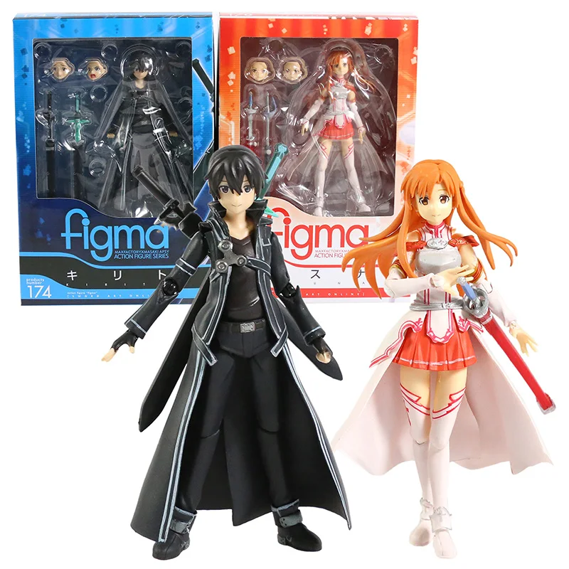 Меч Искусства Онлайн Kirito Kazuto Figma 174 Asuna 178 ПВХ экшн-фигурка Коллекционная модель