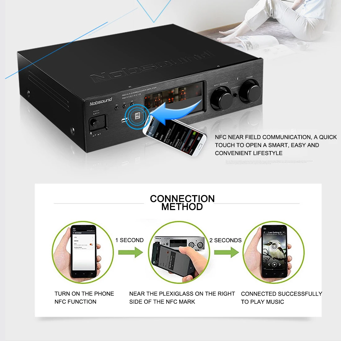 Nobsound PM5 Bluetooth HiFi вакуумная трубка NFC Bluetooth USB воспроизведение музыки без потерь аудио усилитель 220 В питание плоский разъем PM2011