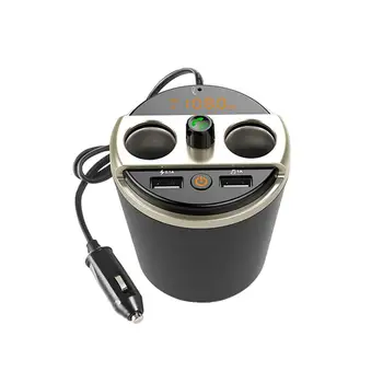 

Car Bluetooth FM Transmitter Cup MP3 Player Hands Free Car Kit Cup Holder Cigarette Lighter Dual USB Charger U Disk Music Play