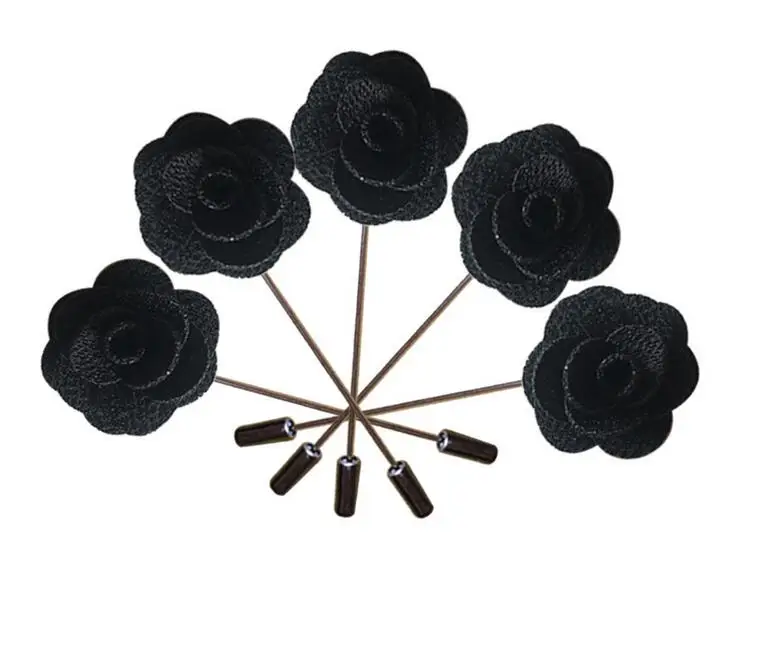 20Pcs/Lot Handmade Guest Boutonniere Pins Silk Rose Artificial Flowers Groomsman Best Men Women Brooch Corsage Wedding Flower