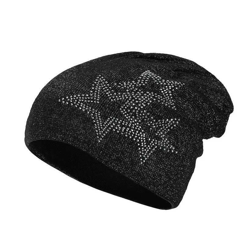 MoneRffi удобная модная украшенная кристаллами Кепка с черепом Gorro осень зима мягкая вязаная шапка бини однотонная шерстяная шапка