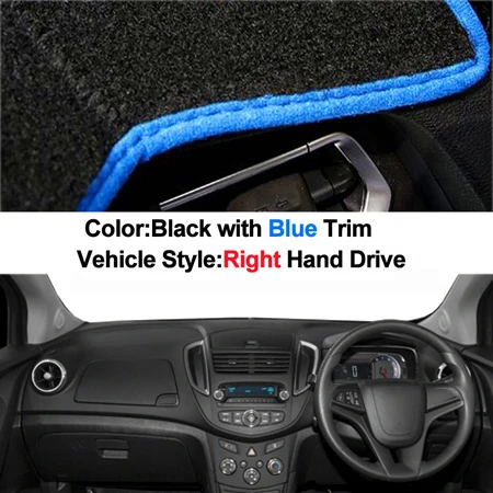 RHD Blue Крышка приборной панели автомобиля коврик ковровая накидка для Chevrolet Trax трекер модель Holden Trax LHD RHD 2 слоя авто солнцезащитный козырек - Название цвета: RHD Blue