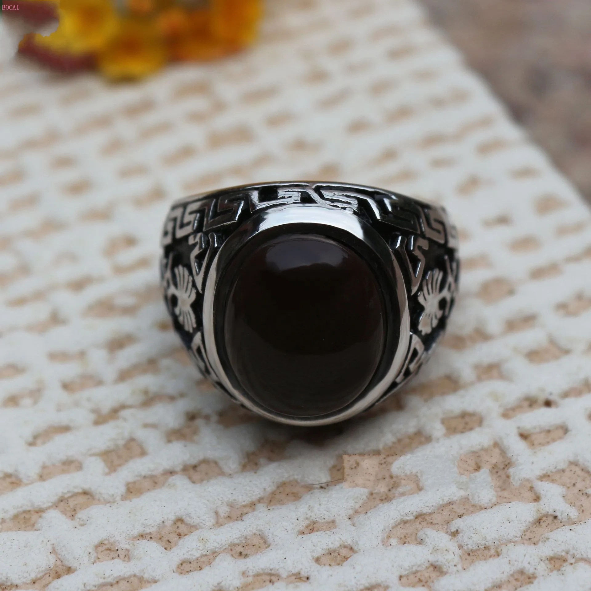 Серебро s925 пробы, мужское кольцо, ретро стиль, простое кольцо, мужское черное кольцо, Средний Восток, мужское кольцо для мужчин