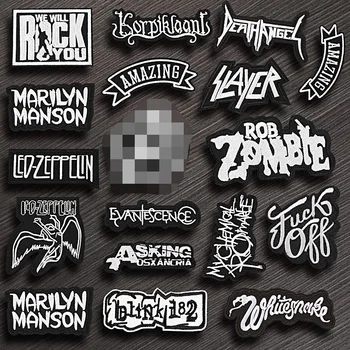 

White Letter Patches For Clothing Iron On Patches Rock Hippie Patch Metal Bands Punk Stripes On Clothes Embroidered Badges DIY