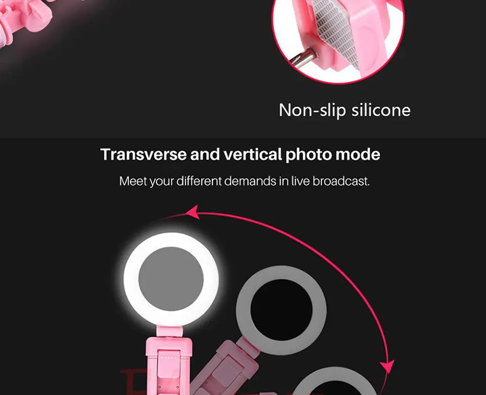 FANGTUOSI 4 в 1 беспроводная селфи-палка со светодиодный кольцевой светильник Bluetooth Remot 1,2 м 1,7 м выдвижной монопод селфи складной штатив