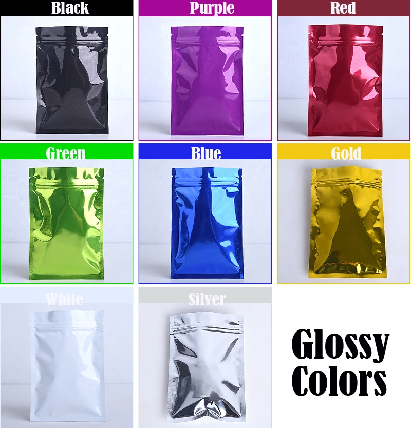 Small Tobacco Candy Cookies Flat Ziplock Pouches Storage Bag Resealable Moisture Proof Aluminum Foil Zip Lock Plastic Bags 50pcs 3