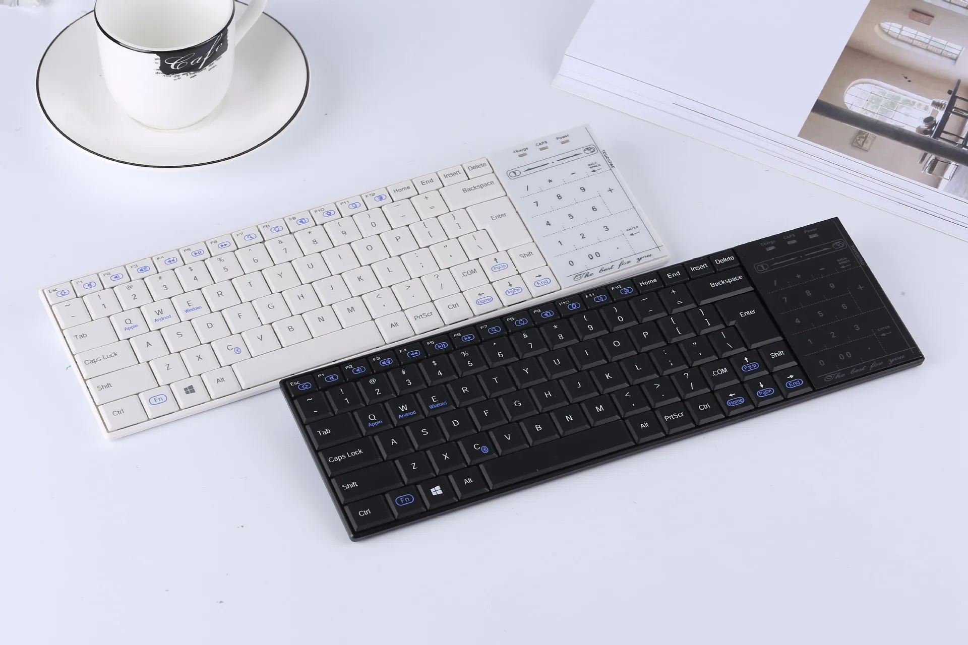 

Wireless Bluetooth Ultra-Thin Keyboard Portable Keyboard with Touchpad Notes Version Tablet PC Chocolate Keyboard