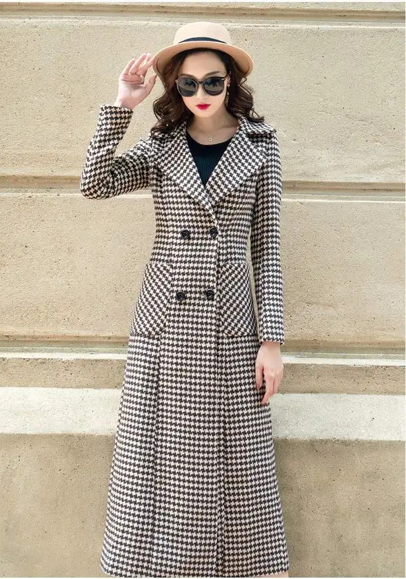 Plus size Winter Wool Coat Women Long Coats New Top Quality Slim Ladies double breasted coat Jacket casaco feminino