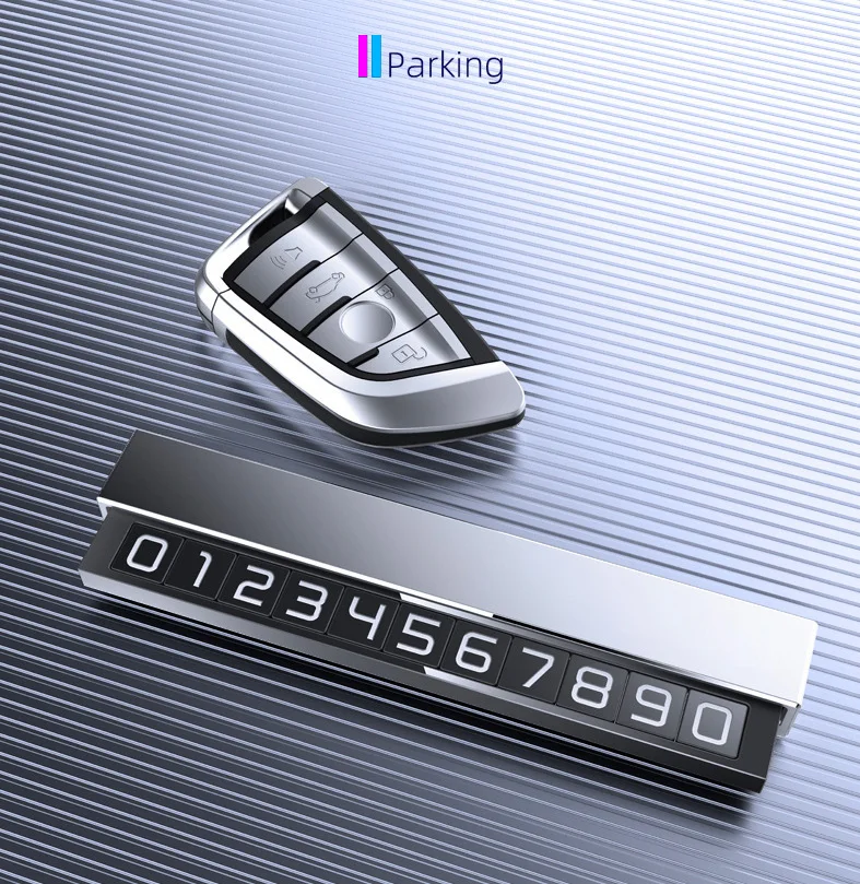 Car Temporary Parking Card Aluminum Alloy Luminous Magnetic Hide Mobile Phone Telephone Number Plate Card Auto Sticker Interior