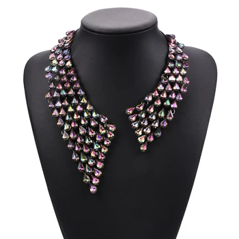 

Luxury Crystal Open Choker Necklace Women Large Collar Necklace Jewelry Femme Maxi Statement Big Choker Necklace