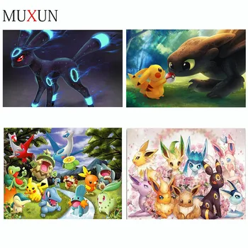 

Muxun Pokemon Anime Diamond Embroidery Diy Diamond Painting Mosaic Diamant Painting 3D Cross Stitch Diamond Pictures Gift Jq300