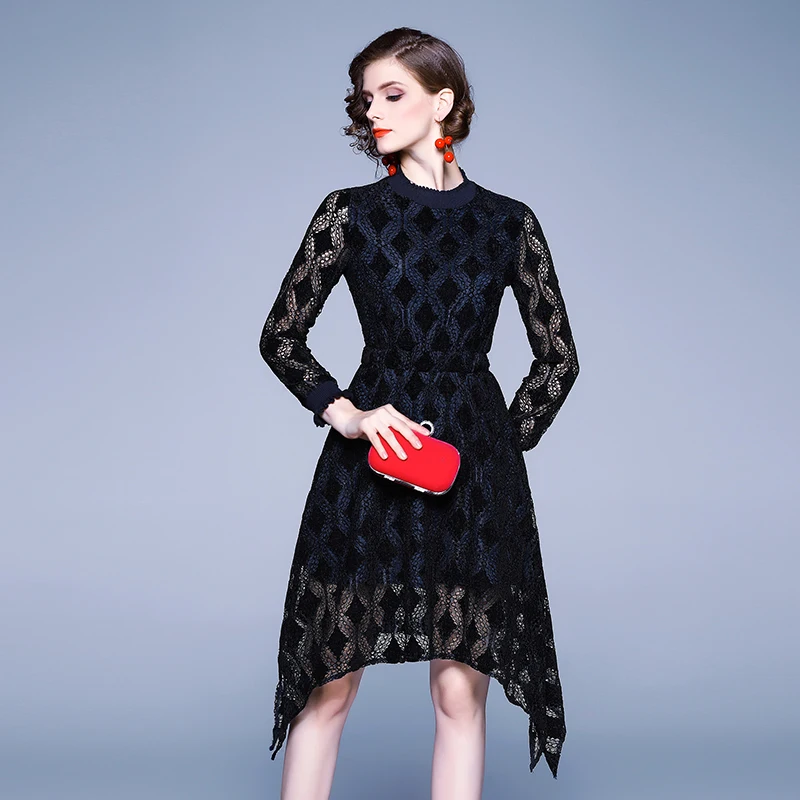 TAOYIZHUAI autumn new vintage long dress asymmetrical hem three quarter sleeves slim luxury elegant party evening sex vestidos
