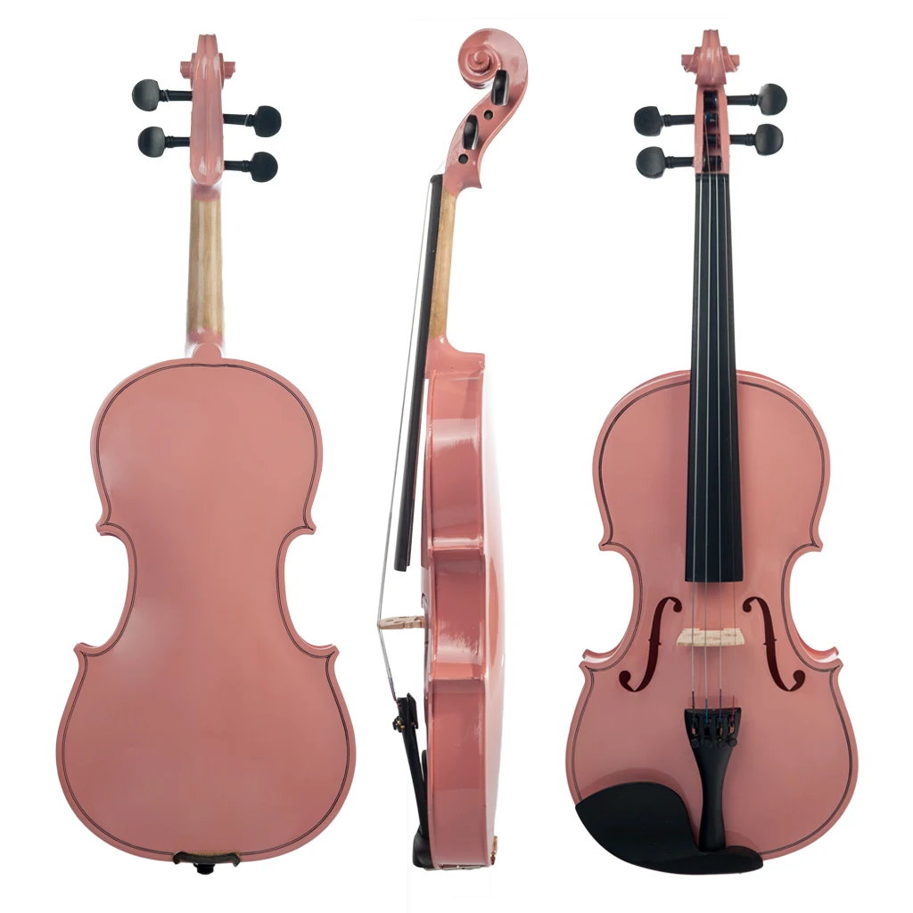 

1 Set Solidwood Pink 4/4 Full Size Violin Fiddle with Storage Case Bow Rosin