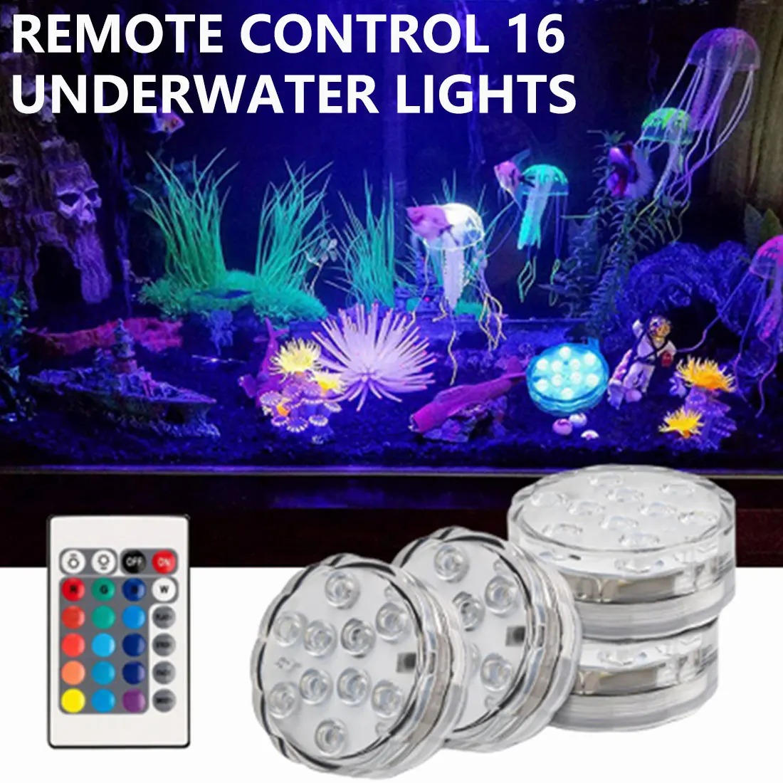 

LED remote control dive light 16 kinds of color change + 5 kinds of flashing + brightness adjustment surprise party party