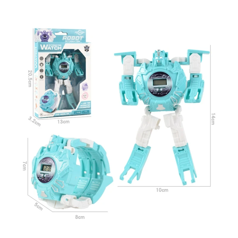Развивающие игрушки для детей мальчик девочка мультфильм робот трансформация наручные часы электронные деформационные часы электронные