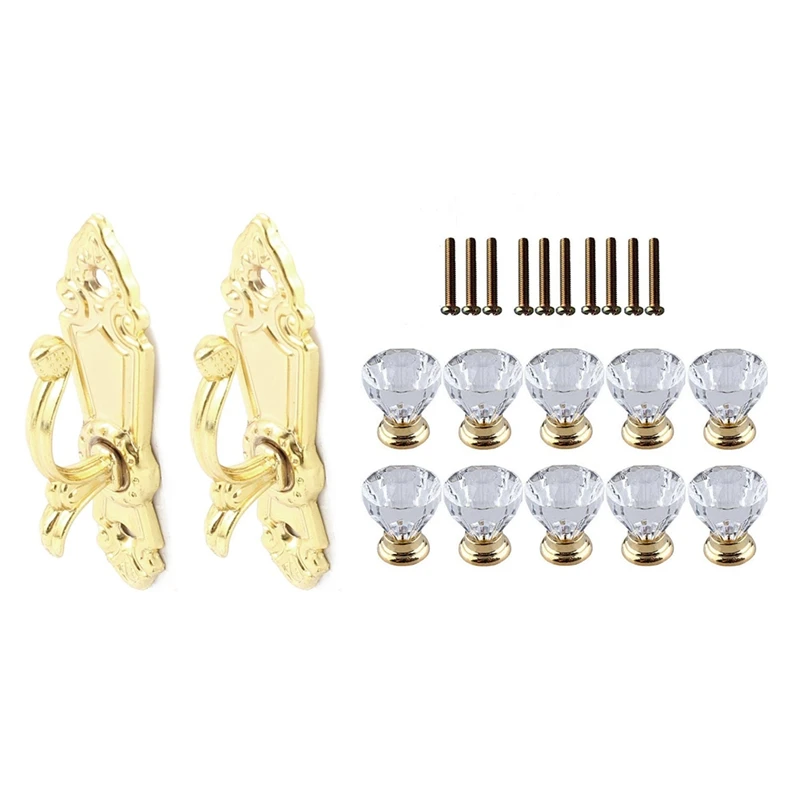 Promotion! 2 Pcs Screw Mount Curtain Tassel Tie Back Tieback Wall Hooks &amp 10 Crystal Glass Door Handle Drawer Cabinet | Строительство