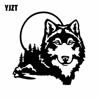 

YJZT 16X16CM Car Sticker Vinyl Decal Window Wolf Face Funny Animal Dog Black/Silver C24-1513