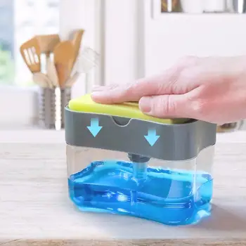

2 In 1 Portable Soap Pump Dispenser Sponge Holder for Dish Soap and Sponge for Kitchen 35P