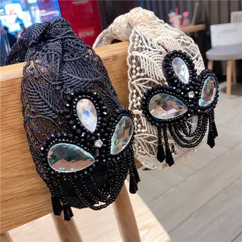 

Fashion Korean style Lace Rhinestone hairband Women Girls Fashion Sexy Simple crystal Hair Hoop headwear Hair Accessories