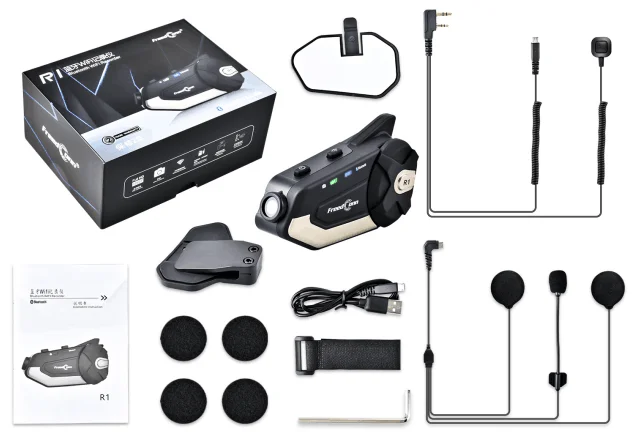 FreedConn R1 мотоциклетный Интерком шлем Bluetooth гарнитура 1080P HD видео рекордер Wifi камера