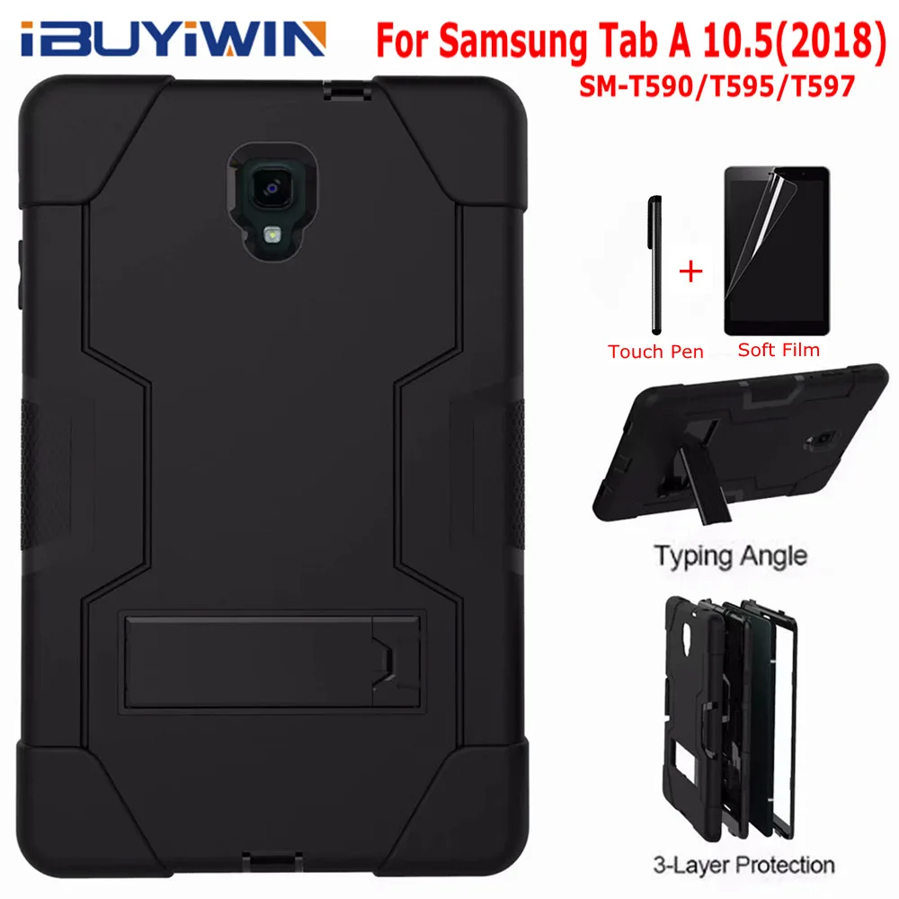 Сверхмощный чехол-подставка для Samsung Galaxy Tab A A2 10,5 SM-T590 T595 T597 10," планшет Funda Capa Чехол+ пленка для экрана+ ручка