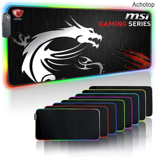 MSI Dragon-alfombrilla de ratón con luz LED para Gaming, cubierta de teclado grande RGB, Base de goma antideslizante, alfombrilla de escritorio XL, para PC 2