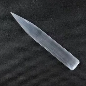 

12cm Natural Selenite Lamp Carved Pyramid Tower Healing Crystal Wand Heart Palm Stone Wicca Decor Point White Plate Gift 1pc
