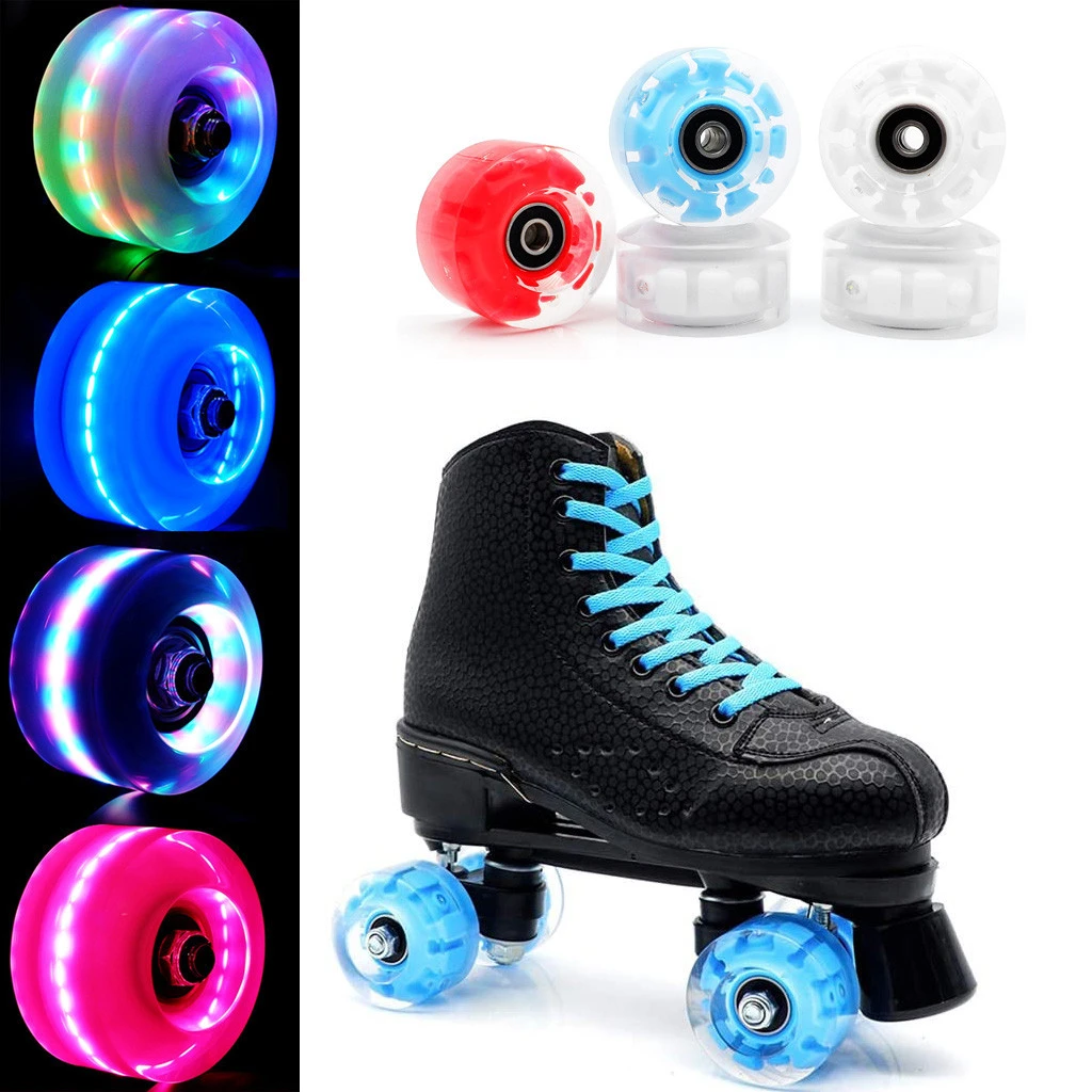 Dhr zoeken nek Luminous Light Up Quad Roller Skate Wheels Bearings Installed Pop-quad  Roller Luminous Roller Skate Popular Roller Skate Wheels - Flashing Roller  - AliExpress