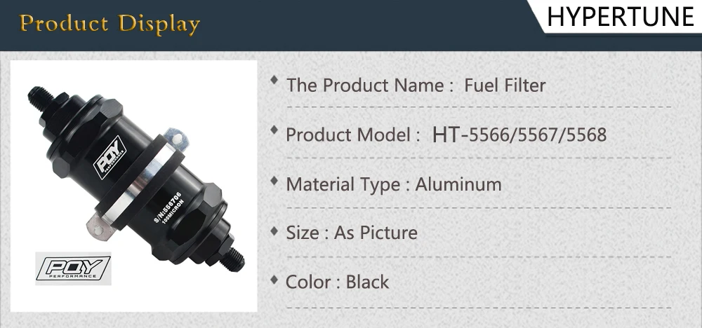 Hypertune-черный AN6/AN8/AN10 встроенный PQY топливный фильтр E85 этанол с 100 микрон элемент из нержавеющей стали и наклейка на PQY