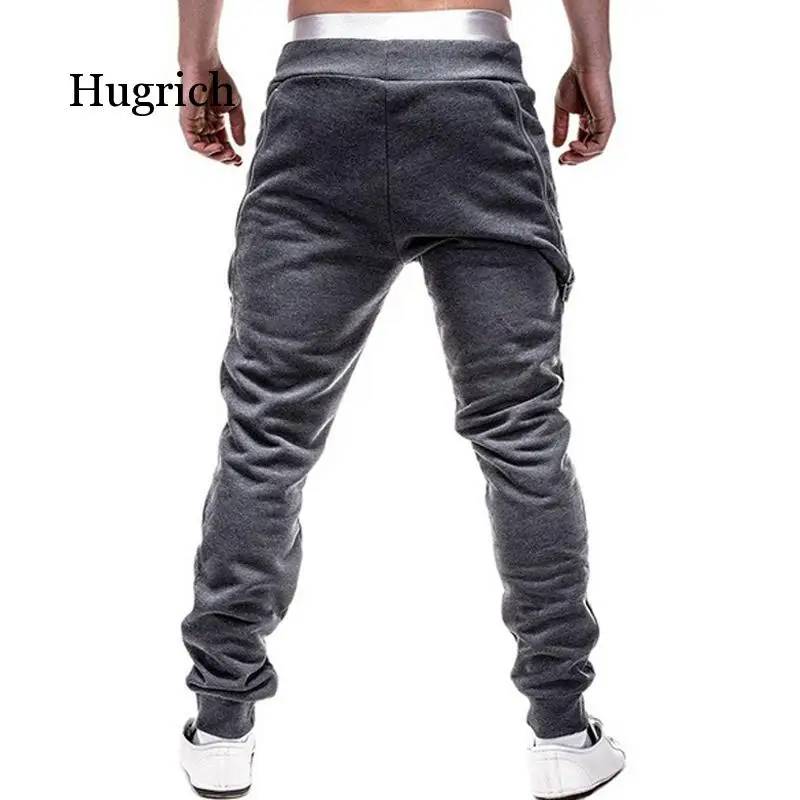New Sweatpants Men Zipper Pockets Solid Casual Mid Waist Pants Men Full Length Joggers Trousers Streetwear Pantalon Homme